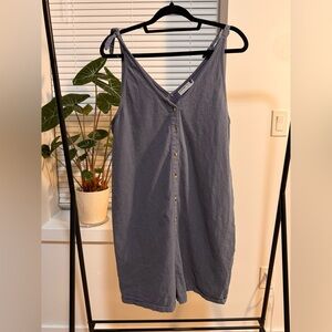 Blue Button-Down Sleeveless Romper